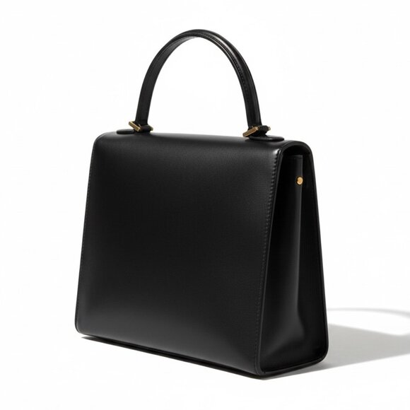 Vintage Christian Dior Black Leather Top Handle Bag – Lock & Key, Made in France - Picture 2 of 14